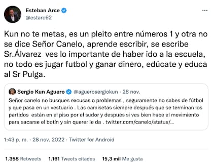 El polémico periodista Esteban Arce le respondió al Kun Agüero