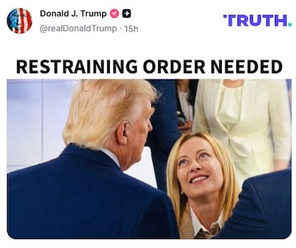 El polémico posteo de Trump sobre Meloni en Truth Social