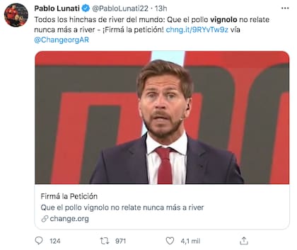 El polémico tuit de Pablo Lunati