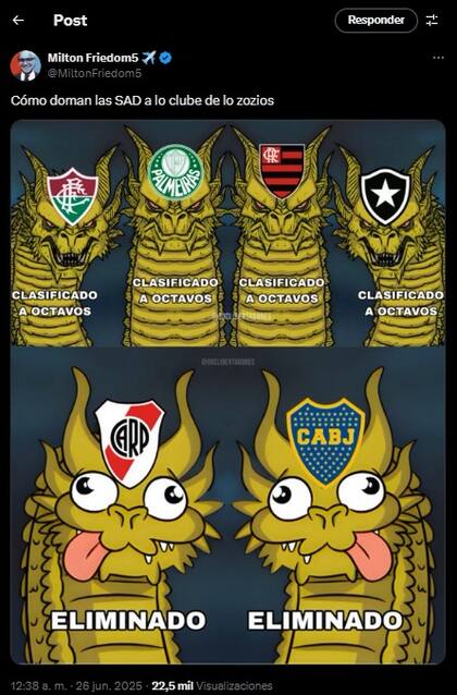 El polémico tuit que menciona erróneamente a los clubes de Brasil, a River y a Boca
