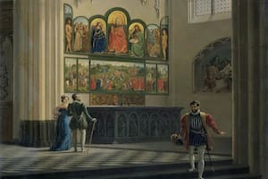 El políptico en su capilla. Catedral de San Bavón en Gante, Bélgica. (Pierre Francois De Noter, 1829)