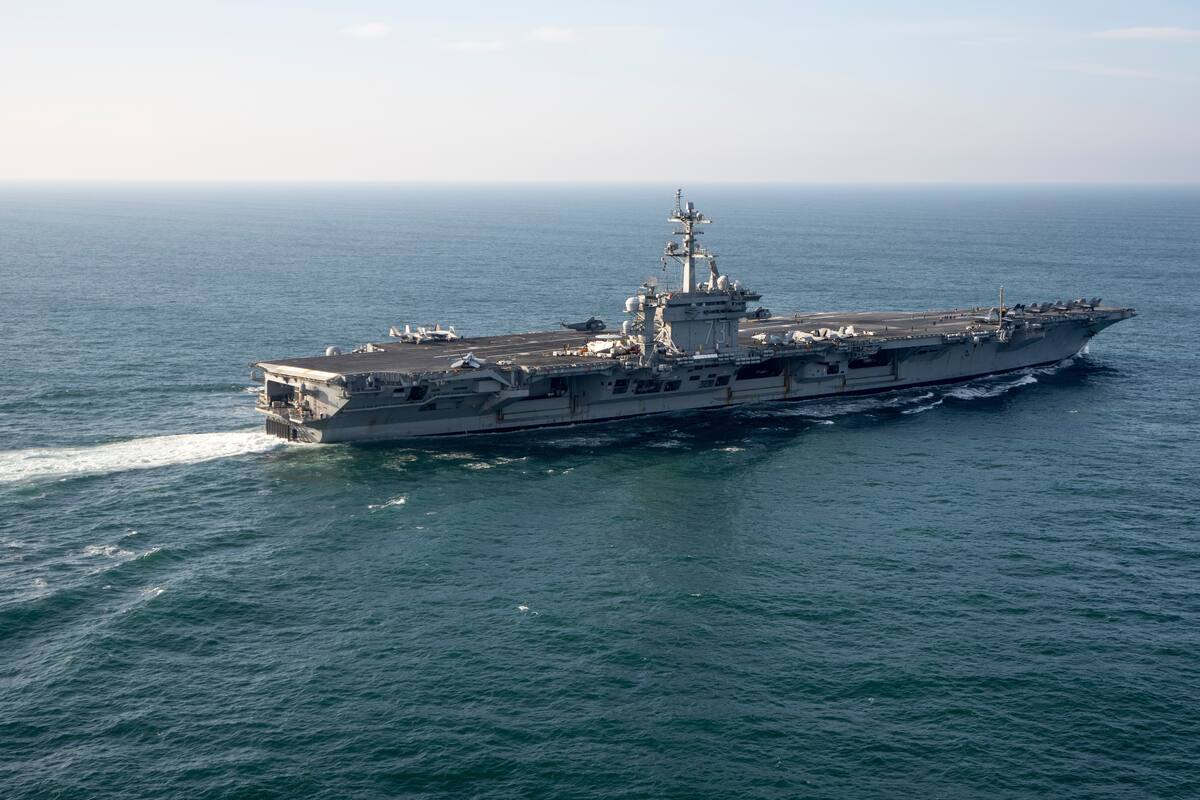 El portaaviones USS George Washington frente a la costa argentina, el 30 de mayo de 2024. (Foto AP/V