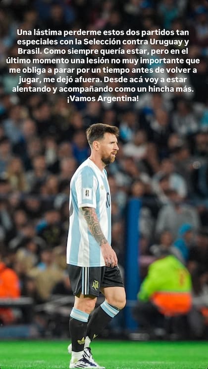 El posteo de Lionel Messi en Instagram acerca del motivo por el que fue desafectado de la convocatoria para la fecha FIFA