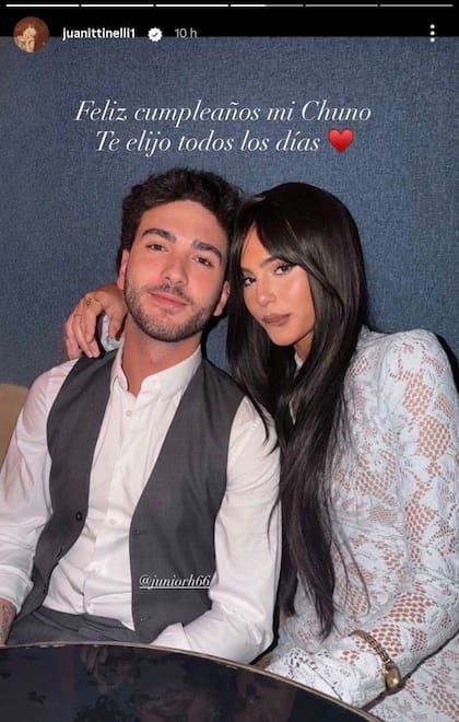 El posteo con el que Juanita Tinelli saludó a su novio en el día de su cumpleaños