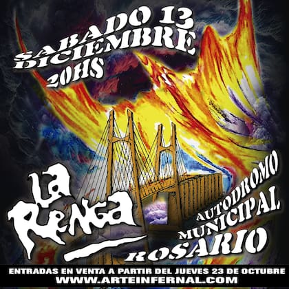 El posteo con el que La Renga anunció su show en Rosario para cerrar el año