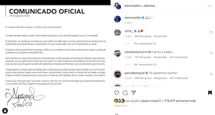 El posteo con el que se informó sobre el accidente de Eugenio Derbez