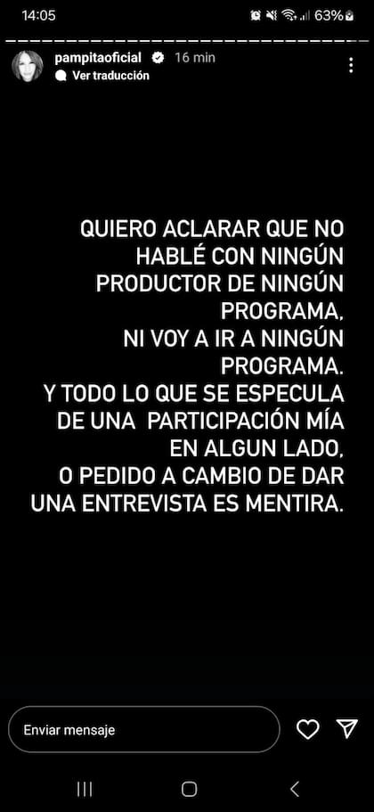 El posteo de Pampita