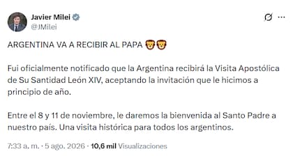 El posteo de Milei
