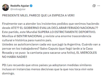 El posteo de Aguiar