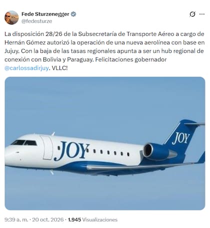 El posteo de Sturzenegger