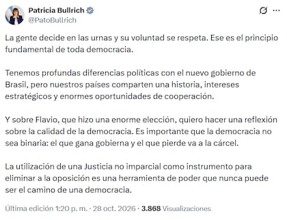 El posteo de Bullrich