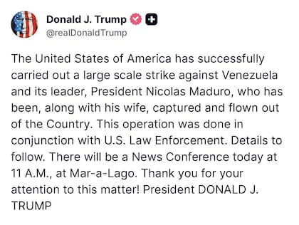 El posteo de Trump.