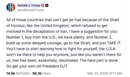 El posteo de Trump
