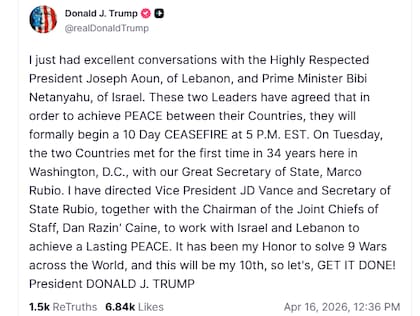 El posteo de Trump