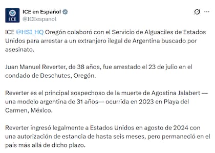 El posteo de ICE