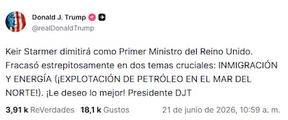 El posteo de Trump