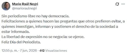 El posteo de Negri