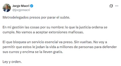 El posteo de Macri