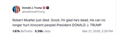 El posteo de Trump
