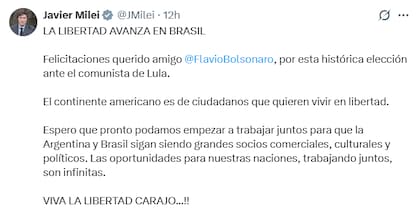 El posteo de Milei