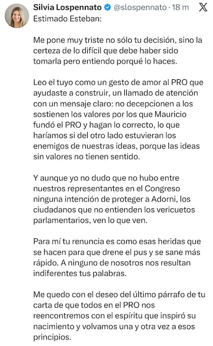 Esteban Bullrich renunció a Pro luego de que el partido auxiliara a Manuel Adorni en Diputados - Image 3