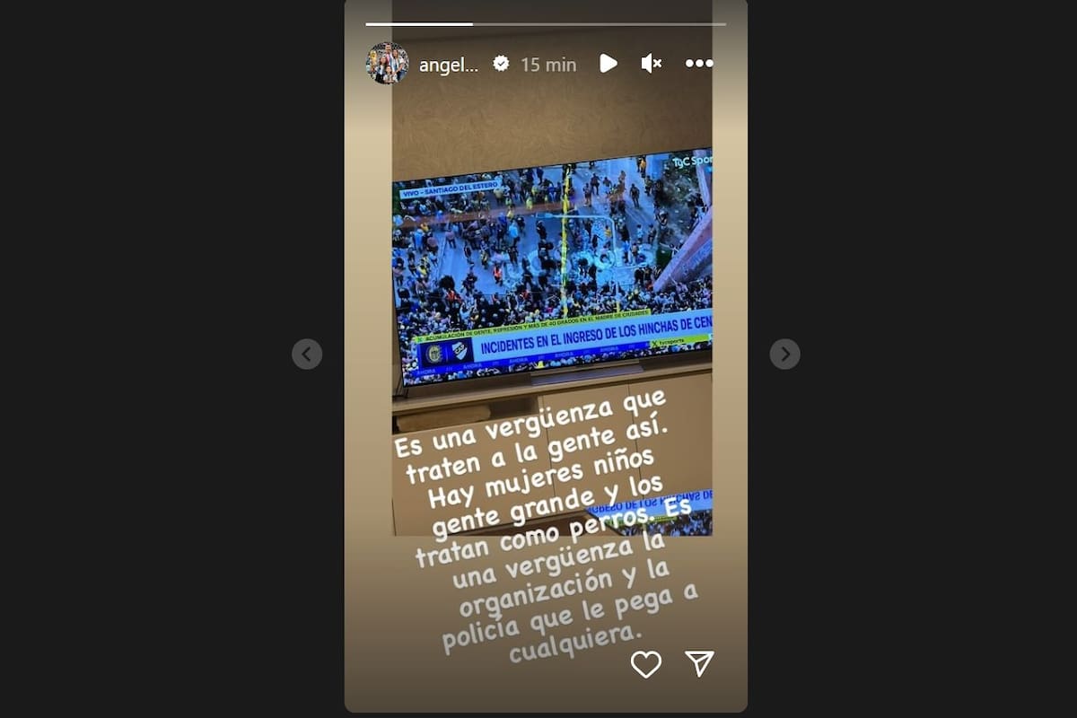 El posteo de Angel Di María, mientras veía por TV los incidentes entre la policía y los hinchas de Rosario Central