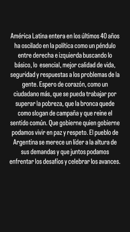 El posteo de Benjamín Vicuña