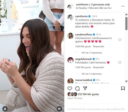El posteo de Cami Homs acaparó la atención de muchos de sus seguidores, quienes la felicitaron en la solapa de comentarios