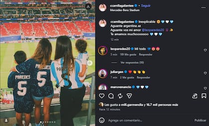 El posteo de Camila Galante dedicado a Leandro Paredes