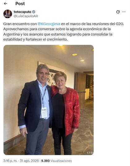 El posteo de Caputo en X