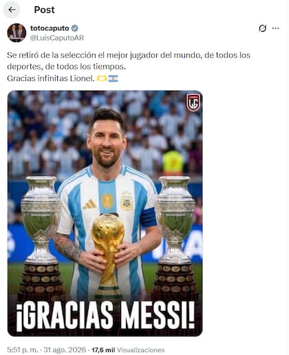 El posteo de Caputo en X