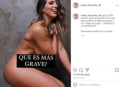 El posteo de Cinthia Fernández que despertó todo tipo de reacciones