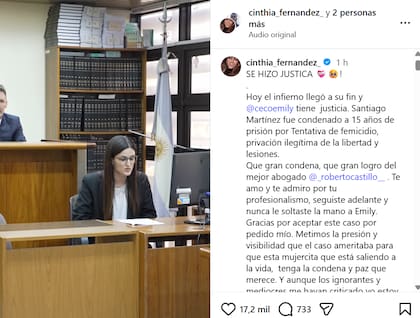 El posteo de Cinthia Fernández tras la condena a Santiago Martínez