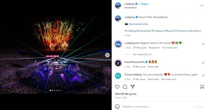 El posteo de Coldplay tras el cierre de su gira en la India