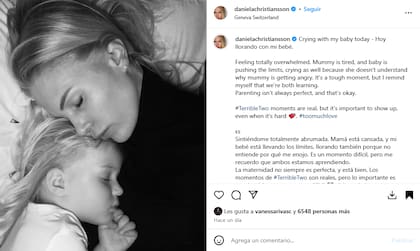 El posteo de Daniela Christiansson sobre la maternidad