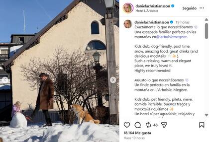 El posteo de Daniela Christiansson sobre los días en los Alpes franceses