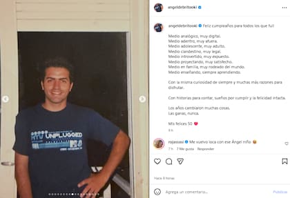 El posteo de De Brito en instagram para celebrar sus 50 años (Foto: Instagram @angeldebritooki)