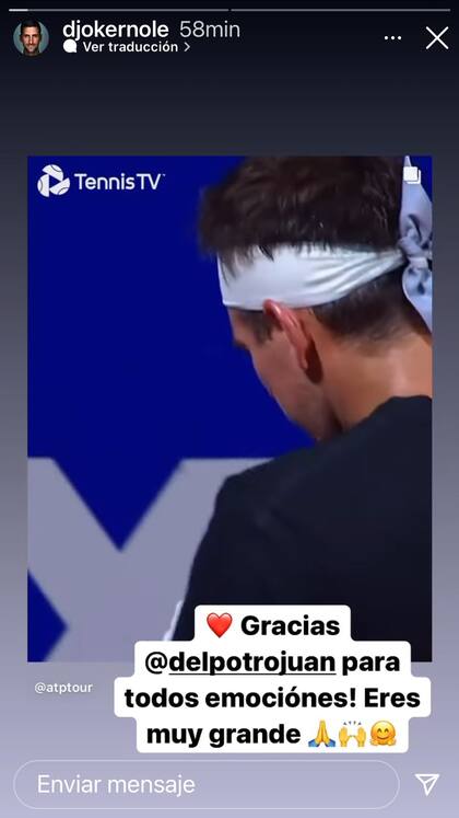 El posteo de Djokovic a Del Potro