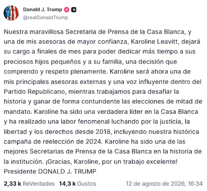 El posteo de Donald Trump