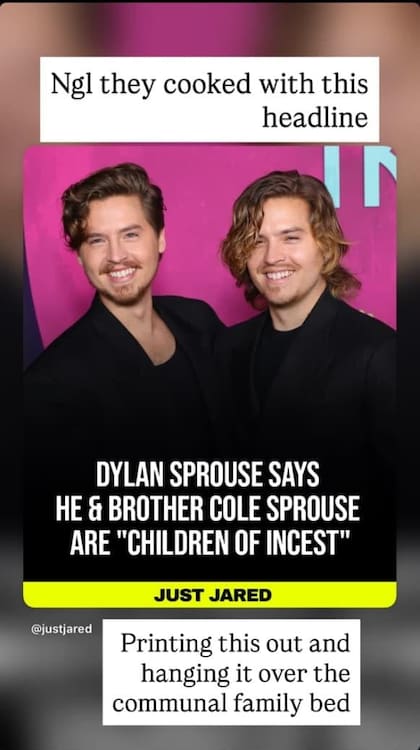 El posteo de Dylan Sprouse en Instagram