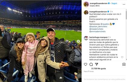 El posteo de Evangelina Anderson con sus tres hijos