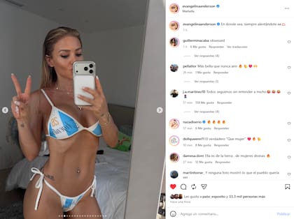 El posteo de Evangelina Anderson para apoyar a la selección argentina