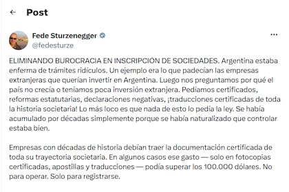 El posteo de Federico Sturzenegger el pasado 26 de mayo