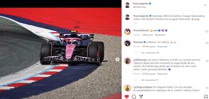 El posteo de Franco Colapinto tras los resultados en el Gran Premio de Austria (Foto: Captura Instagram @francolapinto)