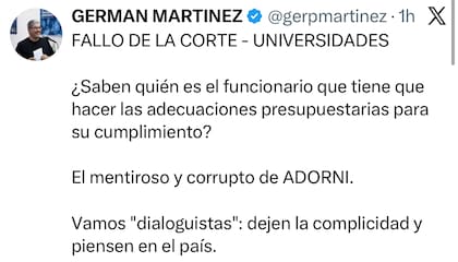 El posteo de Germán Martínez