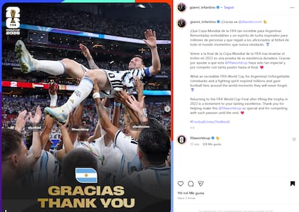 El posteo de Gianni Infantino en Instagram