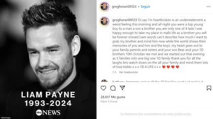 El posteo de Greg, el hermano de Naill Horan, tras la muerte de Liam Payne