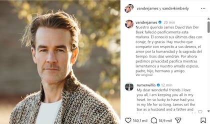 El posteo de Instagram que confirmó el fallecimiento de James Van Der Beek
