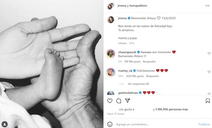 El posteo de Jimena Barón que anunció el nacimiento de Arturo