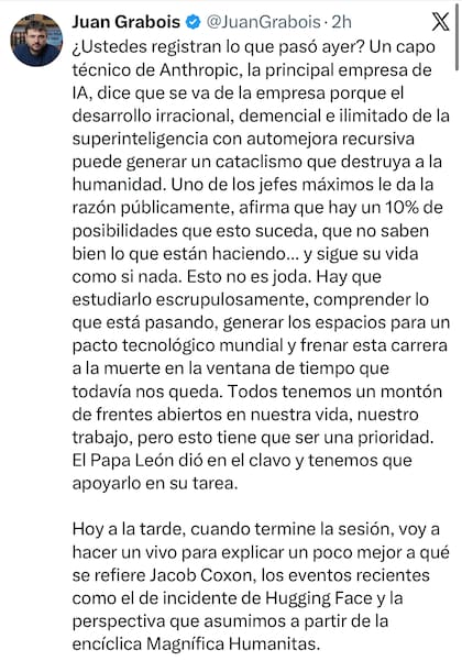 El posteo de Juan Grabois
